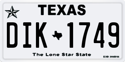 TX license plate DIK1749
