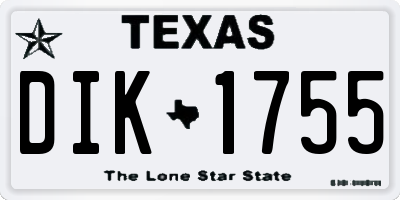 TX license plate DIK1755