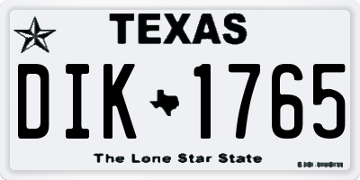 TX license plate DIK1765