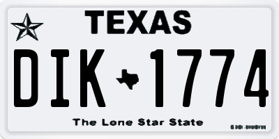 TX license plate DIK1774