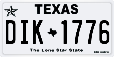 TX license plate DIK1776