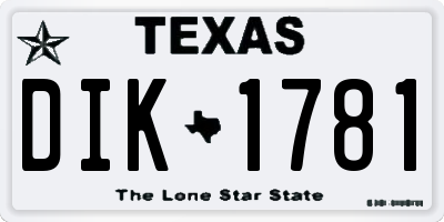 TX license plate DIK1781