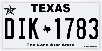 TX license plate DIK1783