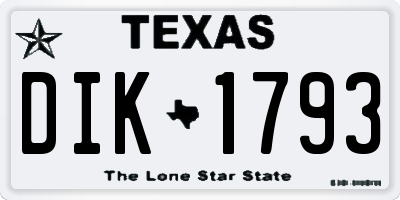 TX license plate DIK1793