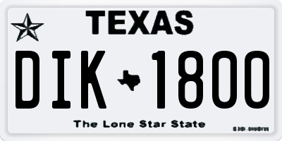 TX license plate DIK1800