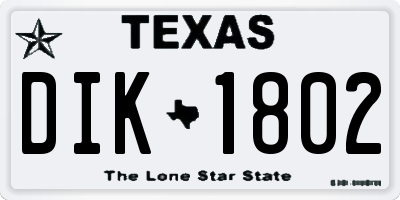 TX license plate DIK1802