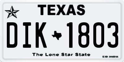 TX license plate DIK1803