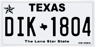 TX license plate DIK1804