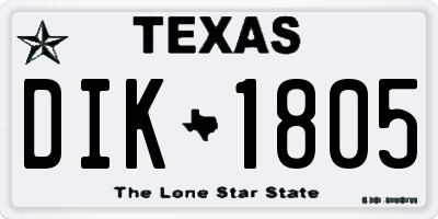 TX license plate DIK1805