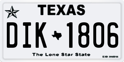 TX license plate DIK1806