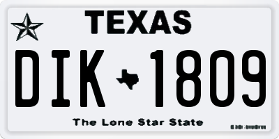 TX license plate DIK1809