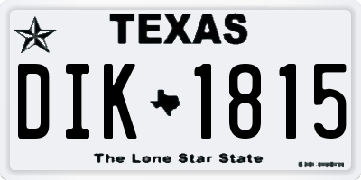 TX license plate DIK1815