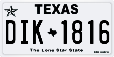 TX license plate DIK1816
