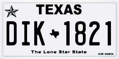 TX license plate DIK1821