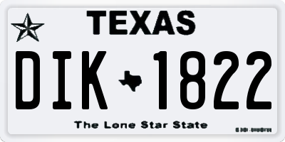 TX license plate DIK1822