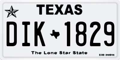 TX license plate DIK1829