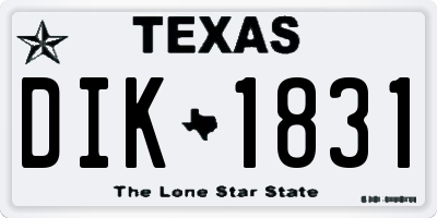 TX license plate DIK1831