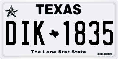 TX license plate DIK1835
