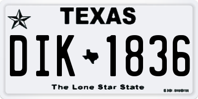 TX license plate DIK1836