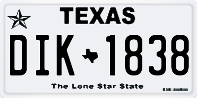 TX license plate DIK1838