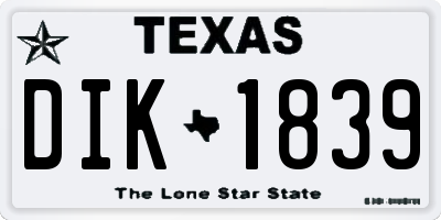 TX license plate DIK1839