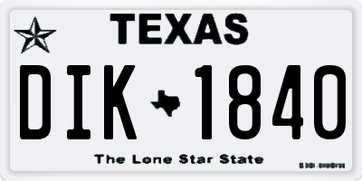 TX license plate DIK1840