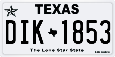 TX license plate DIK1853