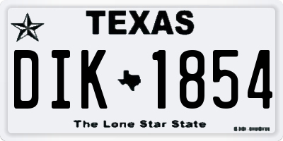TX license plate DIK1854