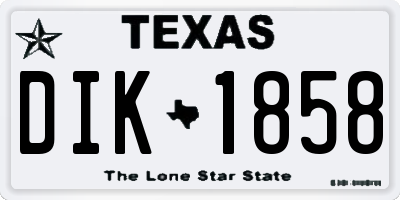 TX license plate DIK1858