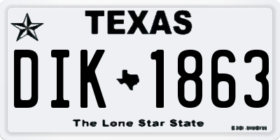TX license plate DIK1863