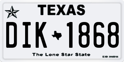TX license plate DIK1868