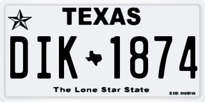 TX license plate DIK1874