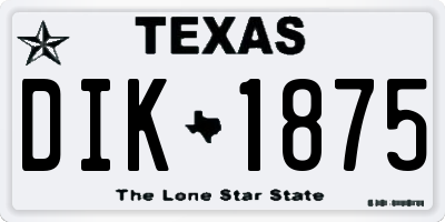 TX license plate DIK1875