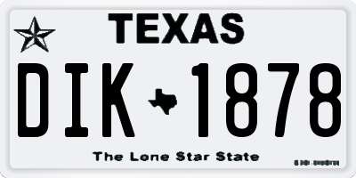 TX license plate DIK1878