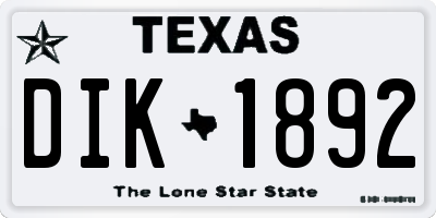 TX license plate DIK1892