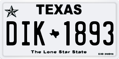 TX license plate DIK1893