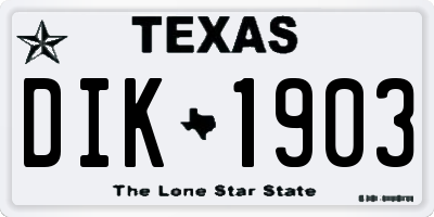 TX license plate DIK1903