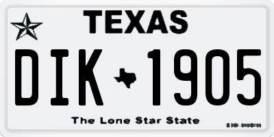 TX license plate DIK1905