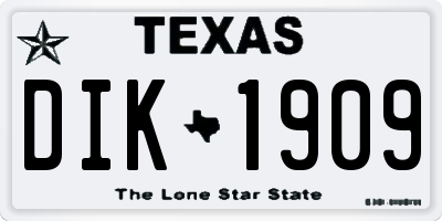 TX license plate DIK1909