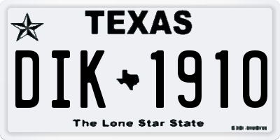 TX license plate DIK1910