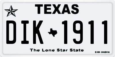 TX license plate DIK1911