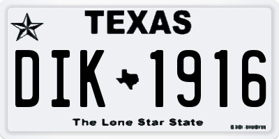 TX license plate DIK1916