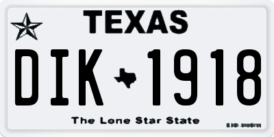 TX license plate DIK1918