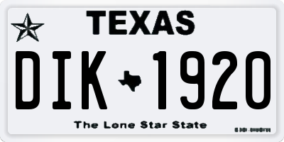 TX license plate DIK1920