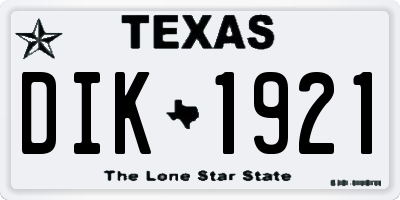TX license plate DIK1921
