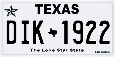 TX license plate DIK1922