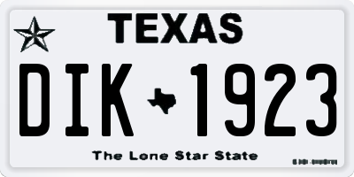 TX license plate DIK1923