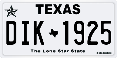 TX license plate DIK1925