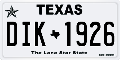 TX license plate DIK1926