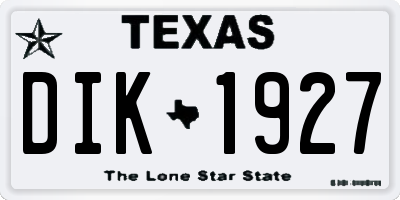 TX license plate DIK1927